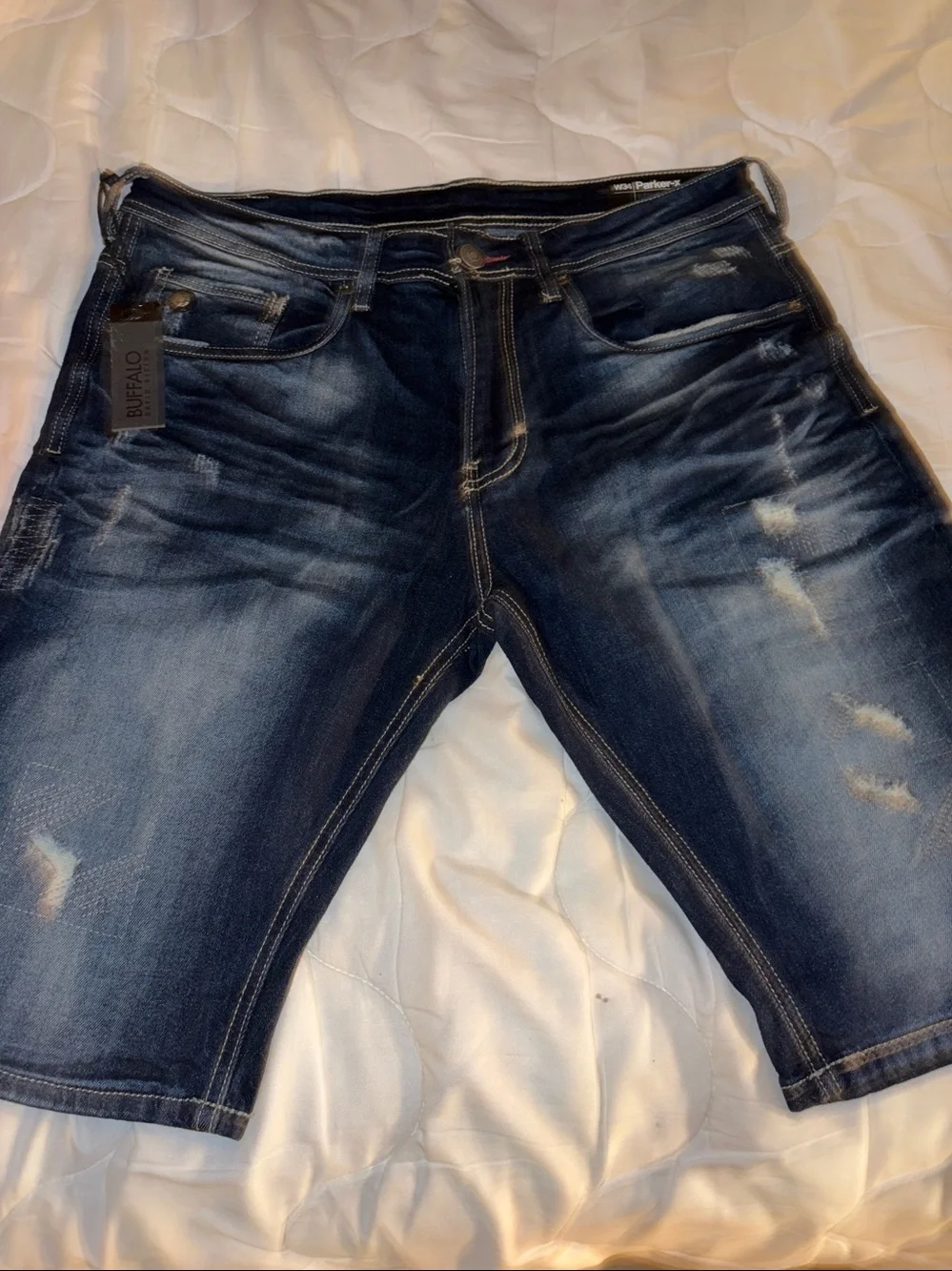 Buffalo David Bitton Distressed Light and Dark Blue Men's Jeans